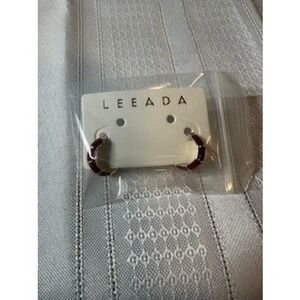 Leeada Mini Maroon Hoop Earrings Gold Tone Enamel LEE-FA-003 NIB